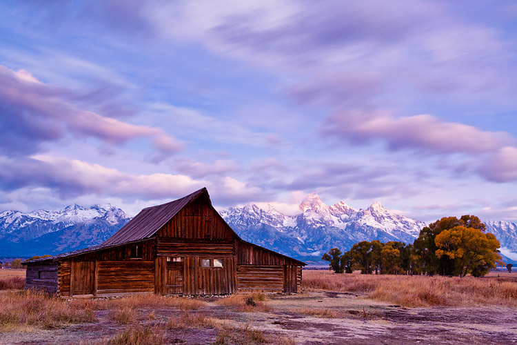 Twilight blues and purples from the John Moulton Barn.
